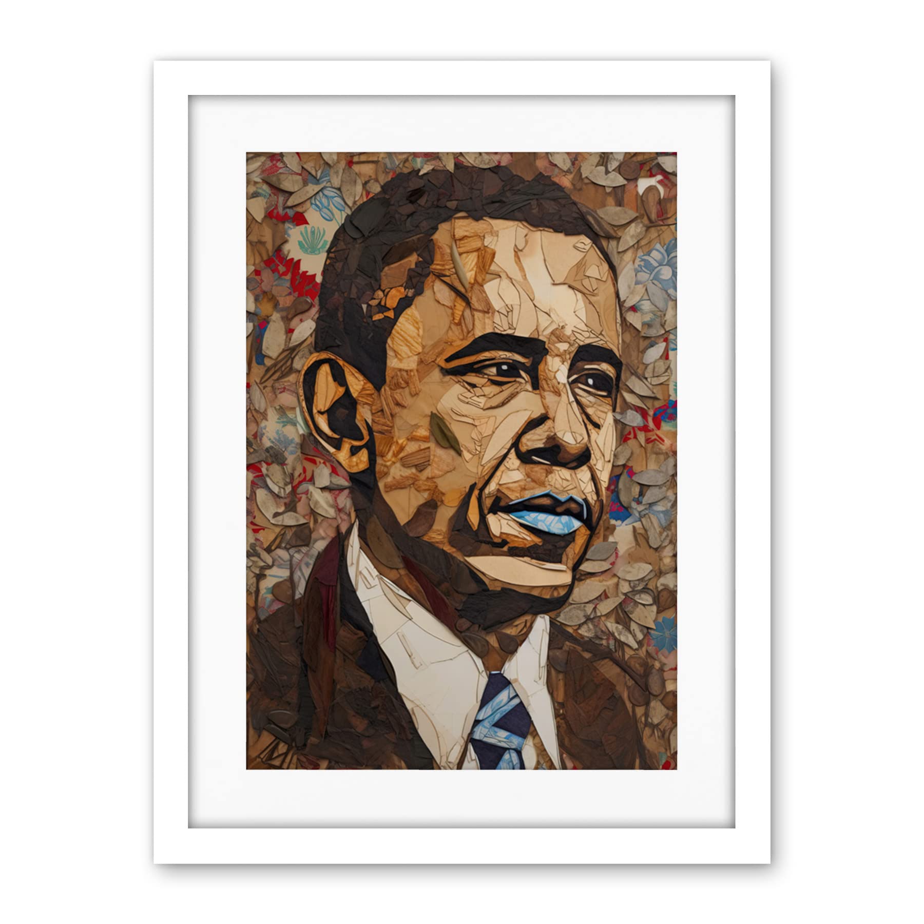 Artery8 Barack Obama Collage Art Portrait Artwork Framed Wall Art Print 18X24 Inch