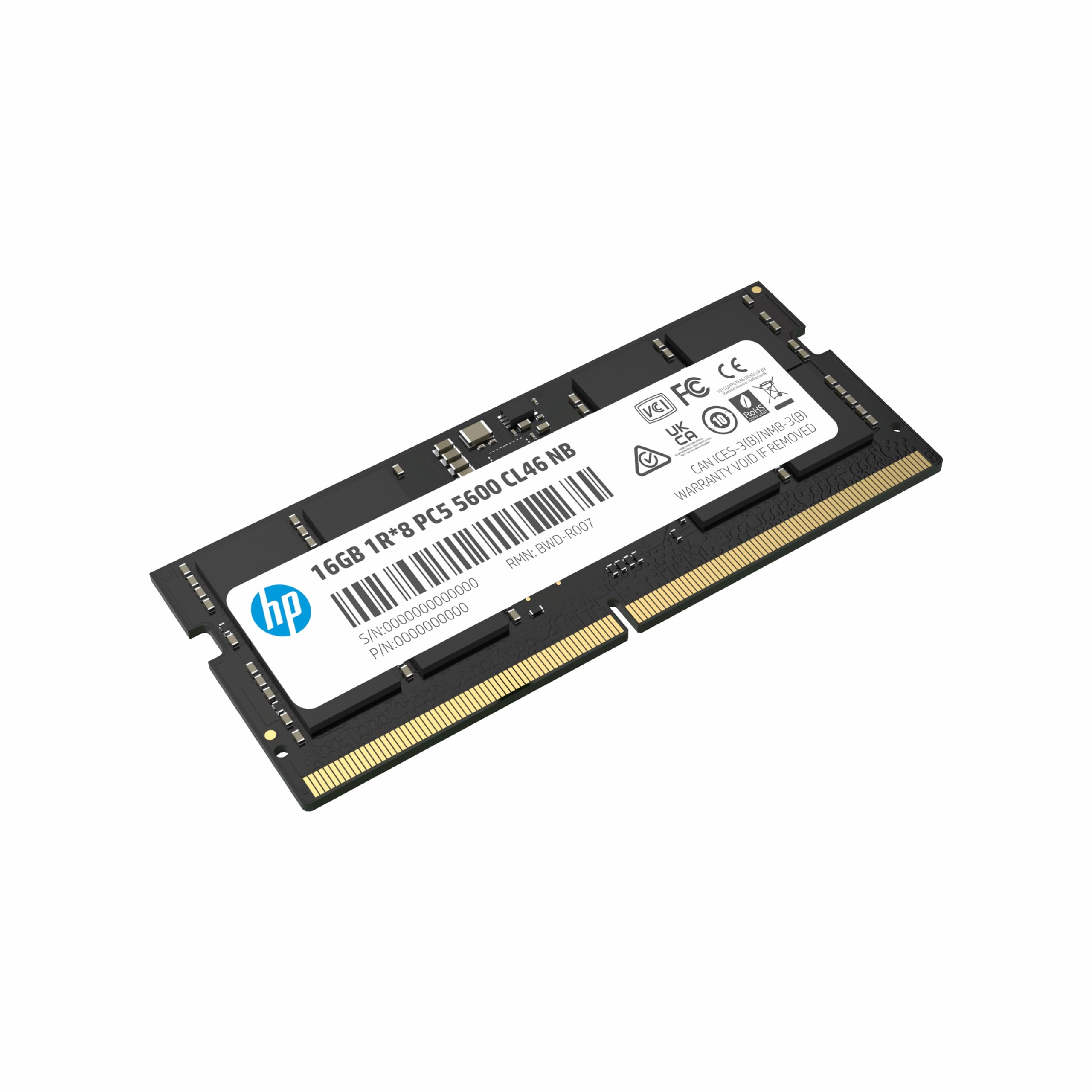 HP 16GB X1 DDR5 5600MHz CL46 1.1V 266 Pin SODIMM Laptop Memory