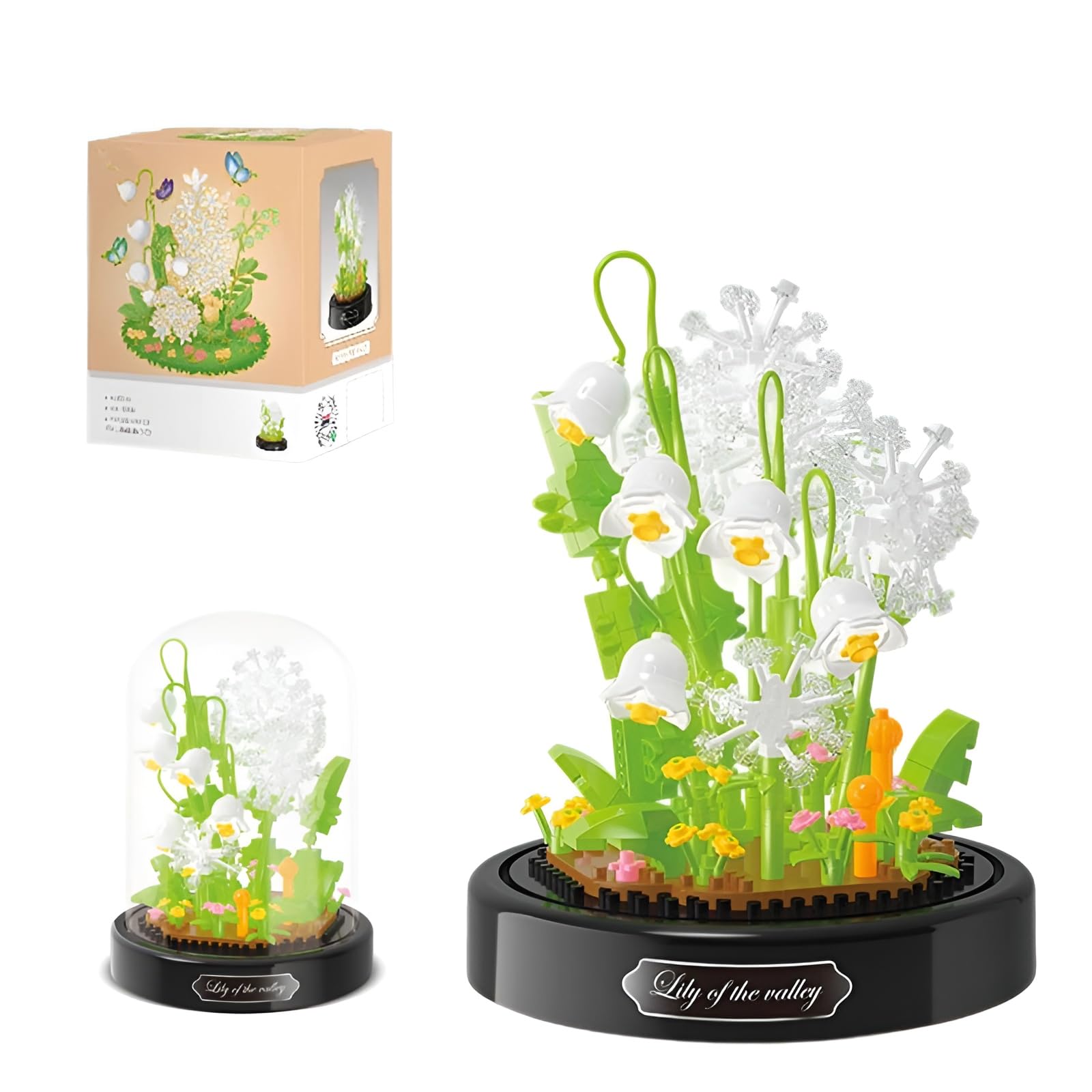 MirthMakers Lily of the Valley Building Blocks Set - 480PCS Flowers Bricks Kit with Display Case, Artificial Flowers, Botanical Collection, Elegant Home Décor, for Woman, Girl