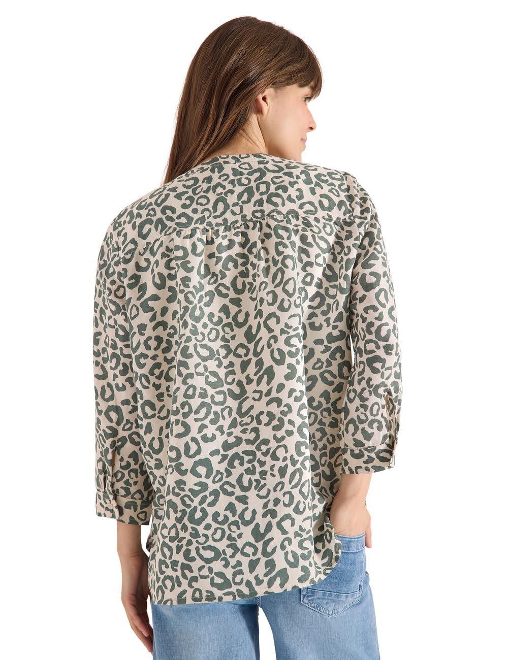 Cecil Bluse mit Leo-Muster aus Leinenmix
