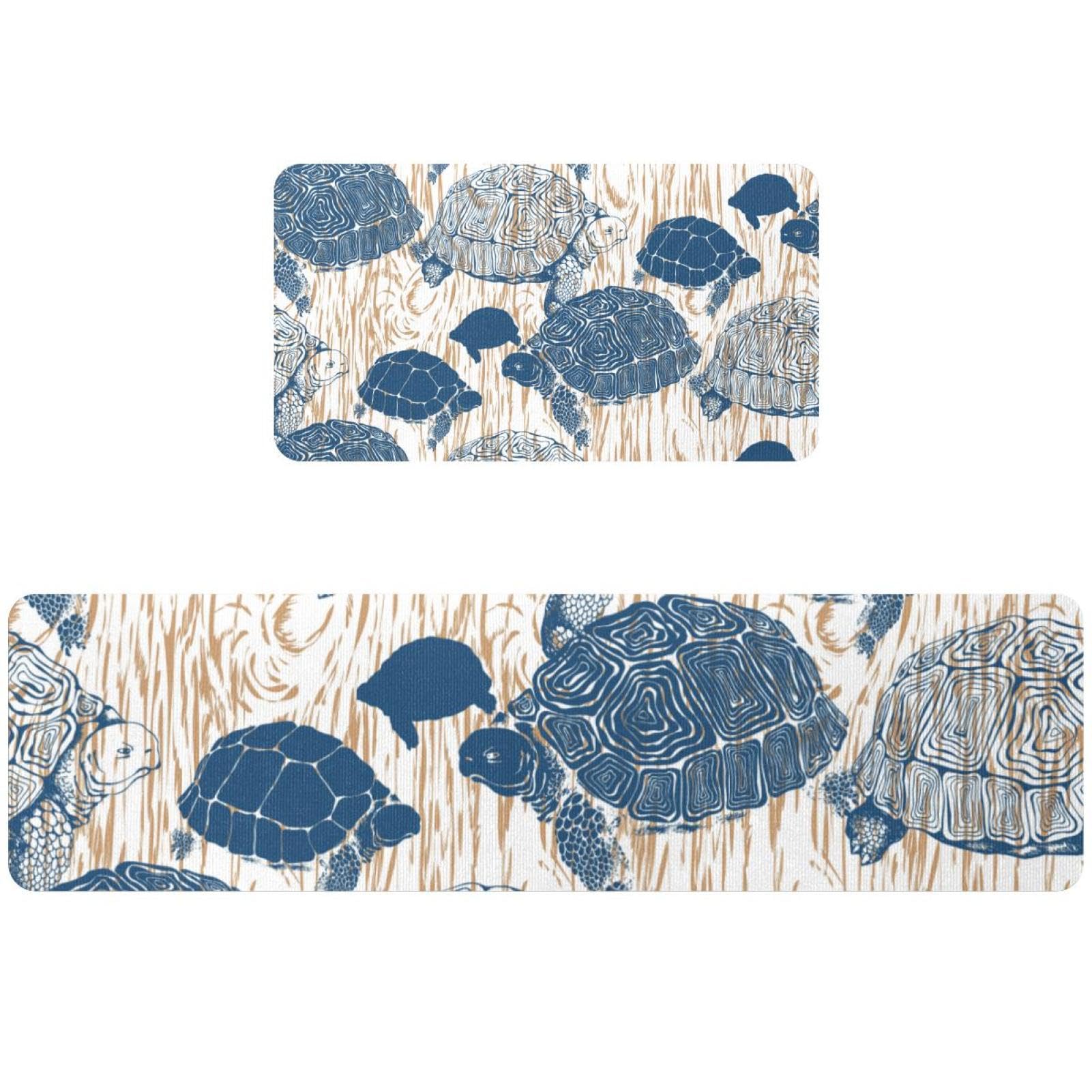 Tapete de cocina absorbente con diseño de tortugas marinas, alfombra de pasillo en madera