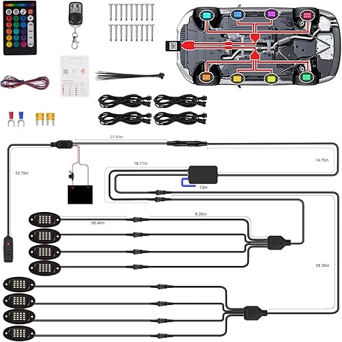 Miniatura 9 de 8 vainas RGB LED Rock Lights para Jeeps, camiones, carrito de golf, ATV, UTV RZR, SUV, todoterreno, kit impermeable multicolor con aplicación, modo