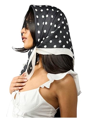Verdusa Women's Vintage Polka Dots Head Scarf Y2k Square Bandana