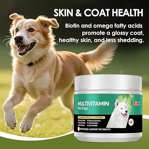 Miniatura 5 de Masticables multivitamínicos para perros con vitaminas y minerales esenciales, salud de la piel y el pelaje, apoyo inmunológico, cuidado del corazón