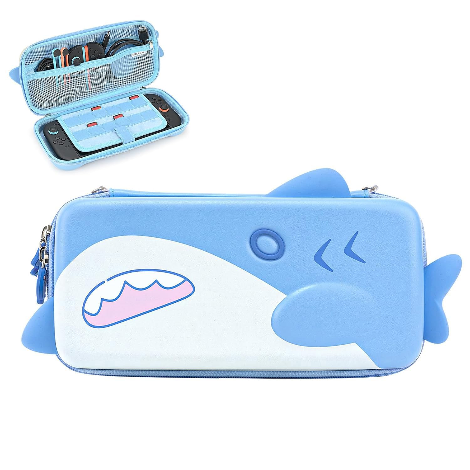 GeekShare Carrying Case Compatible with Switch 2 (2025) 7.9 Inch, Hard-Shell Slim Travel Case with 12 Game Card Slots for Switch 2 Console and Accessories, Pink Cat Ear — view 8