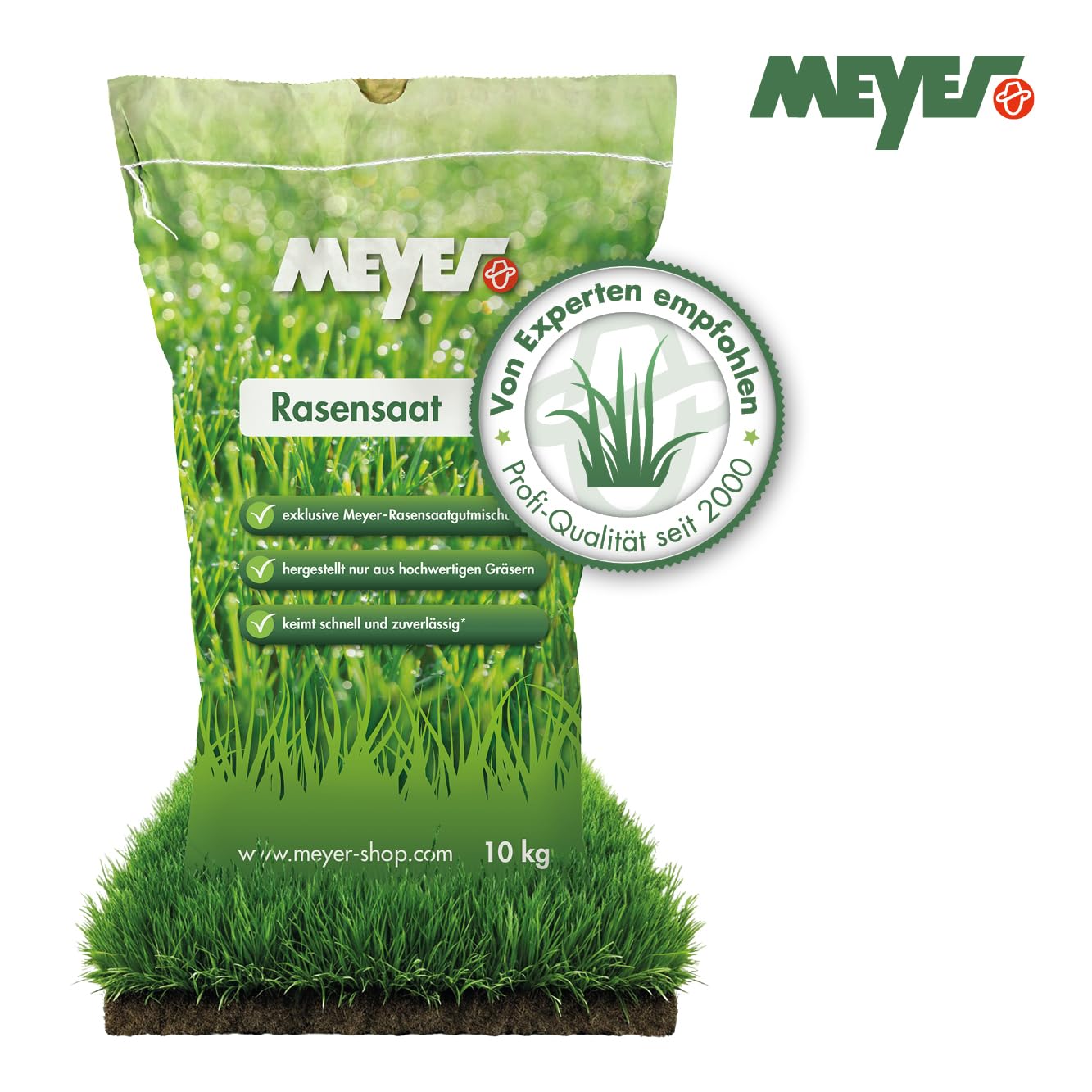 MEYER® RSM 2.3 Spielrasen 10 kg | Gebrauchsrasen für ca. 400 m² | Seit 2020 im GaLaBau bewährt & etabliert | Profi-Qualität: Extrem belastbar & regenerationsstark