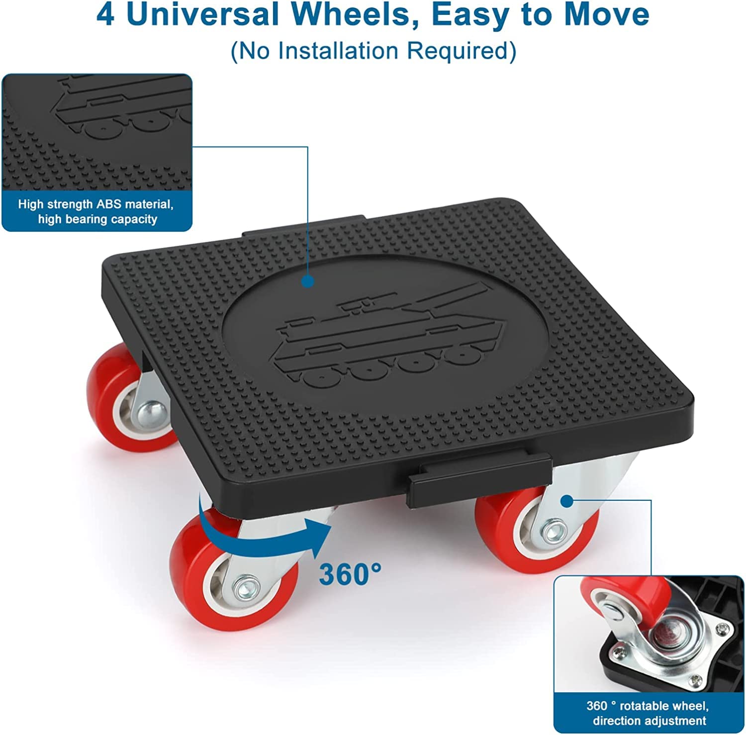 goldenwarm Lot de 4 leviers de Meubles Lourds avec 5 Roues rotatives à 360 °, Charge maximale de 600 kg