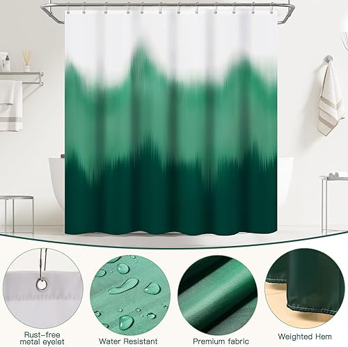 Vista 90 de iMucci Accesorios de baño, juego de baño negro con cortina de ducha y alfombra, cortina de ducha impermeable con alfombra ultra absorbente, juego