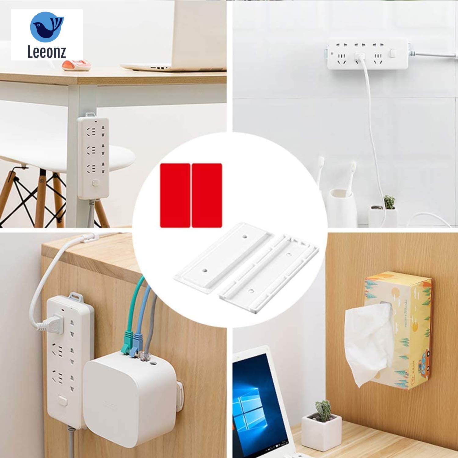 Power Board Holder, Self-Adhesive Non-Perforated Holder, Nail-free Seamless Magic Plug Seat Sticker Wall Mount Bracket for Socket, WiFi Router (Set of 4PCS) — Amazon image 5