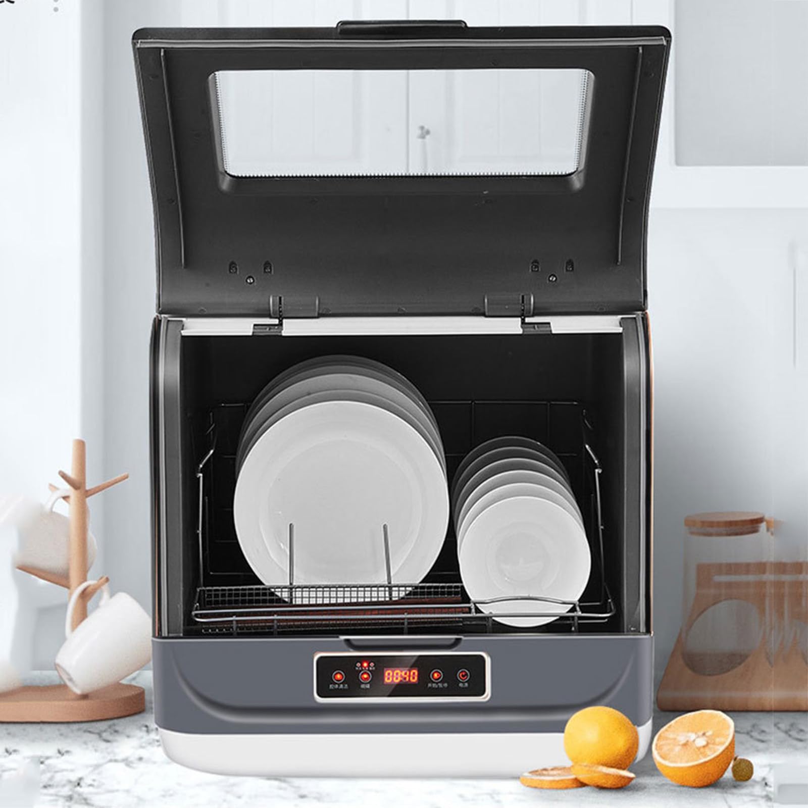 Mini lave-vaisselle portable double bras contre la vaisselle accumulée