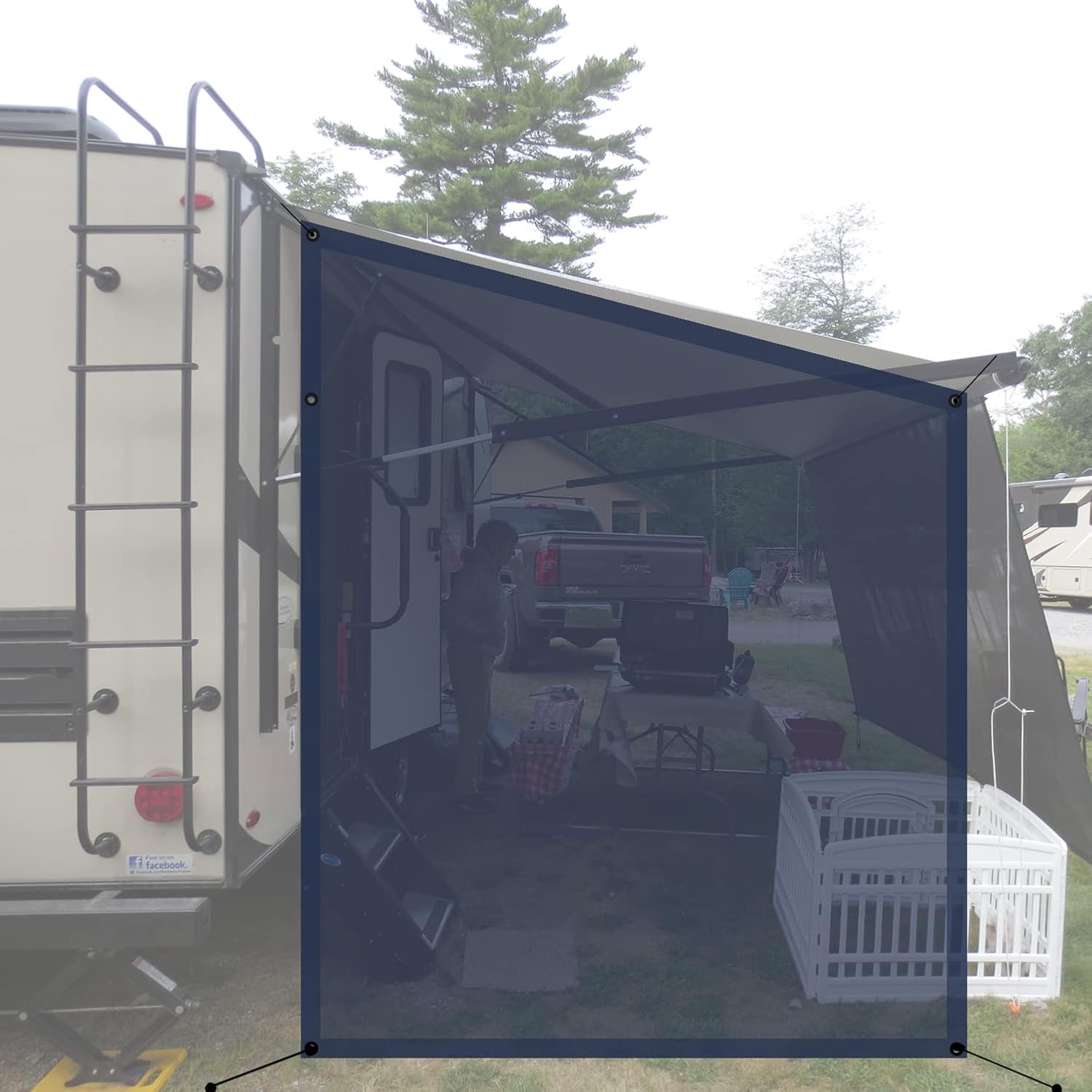 Shadeidea RV Awning Sun Shade Screen for Awning Side 9' 6'' X 7' 6