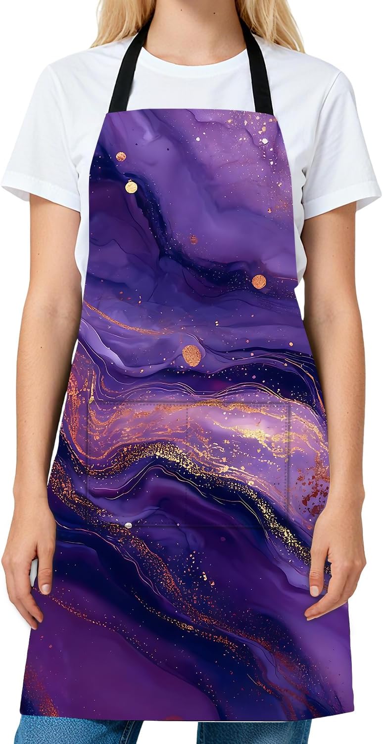 ANNA QUEEN Funny Cat Apron for Women Men with Pockets Spring Sunflower Apron Adjustable Kitchen Chef Cooking Apron