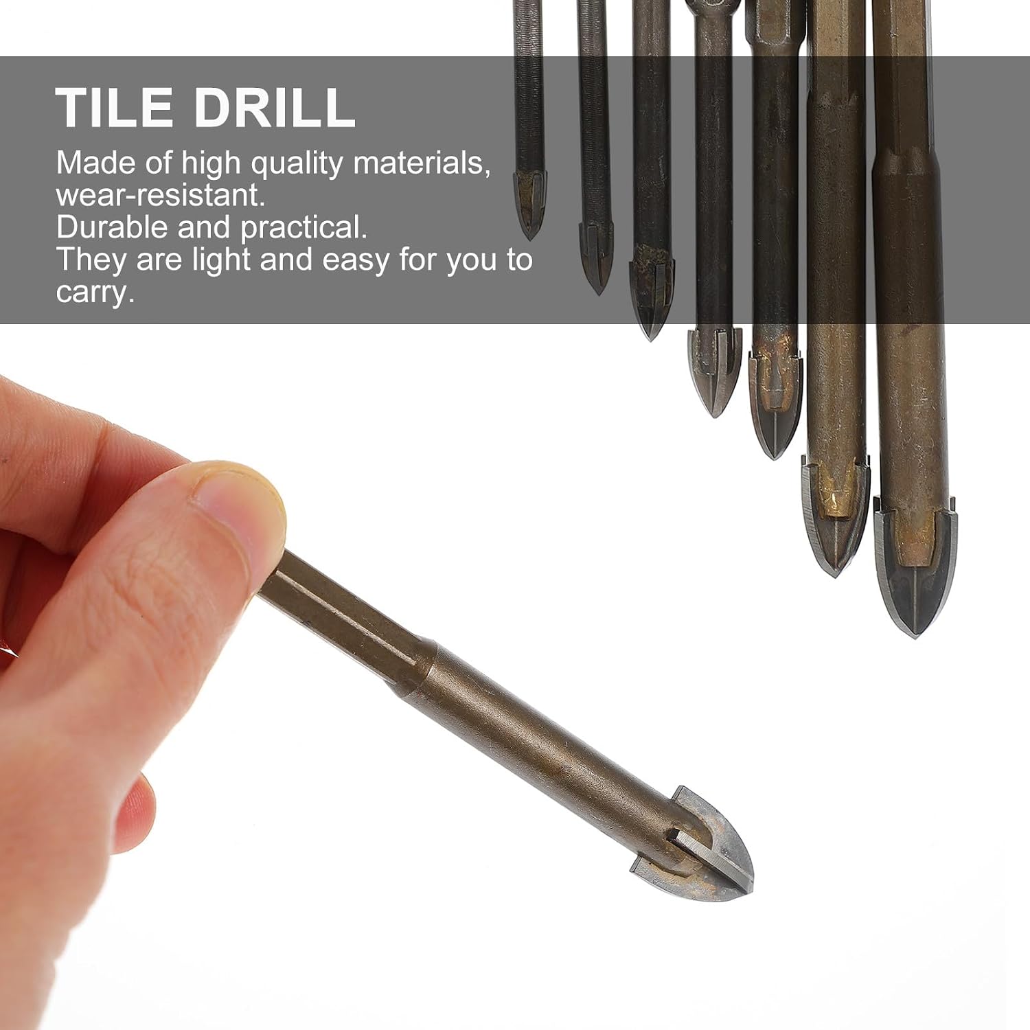 7pcs Tile Concrete Drill Bit Set with Triangle and Twisted Bits, Hard Alloy Masonry Hole Openers for Electric Drills, Multi-Size 3-12mm for Ceramic, Glass, Cement Wall Drilling