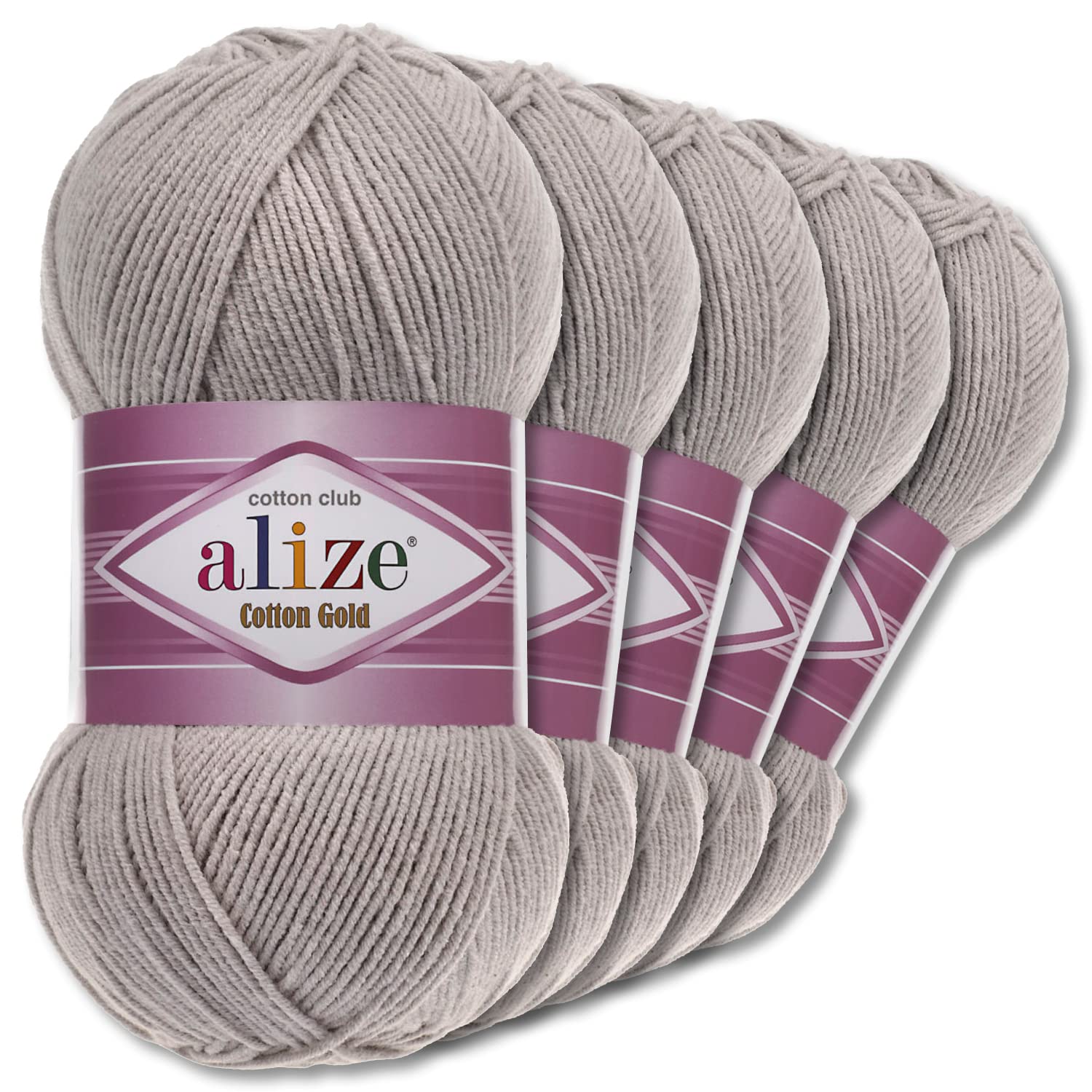 Alize Cotton Gold Premium 5 Gomitoli Da 100g – Lana Estiva 55% Cotone, Color Crema Beige (382)