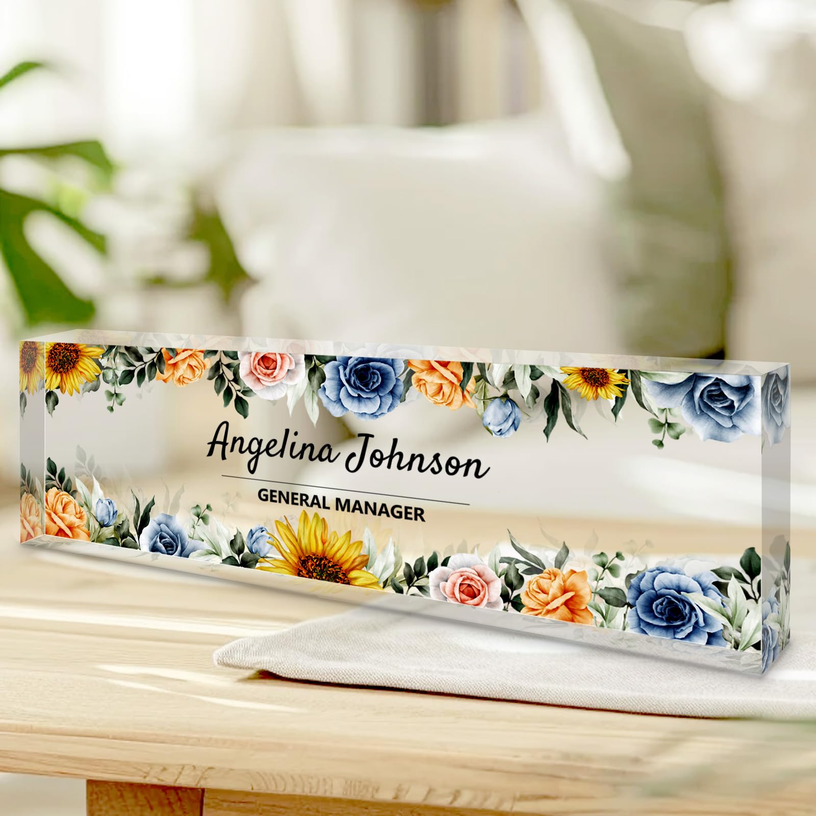 Personalized Name Plate for Desk, Custom Acrylic Desktop Accessories Office Decor for Women Men, Offices Gift for Coworkers Boss Teacher, Employee