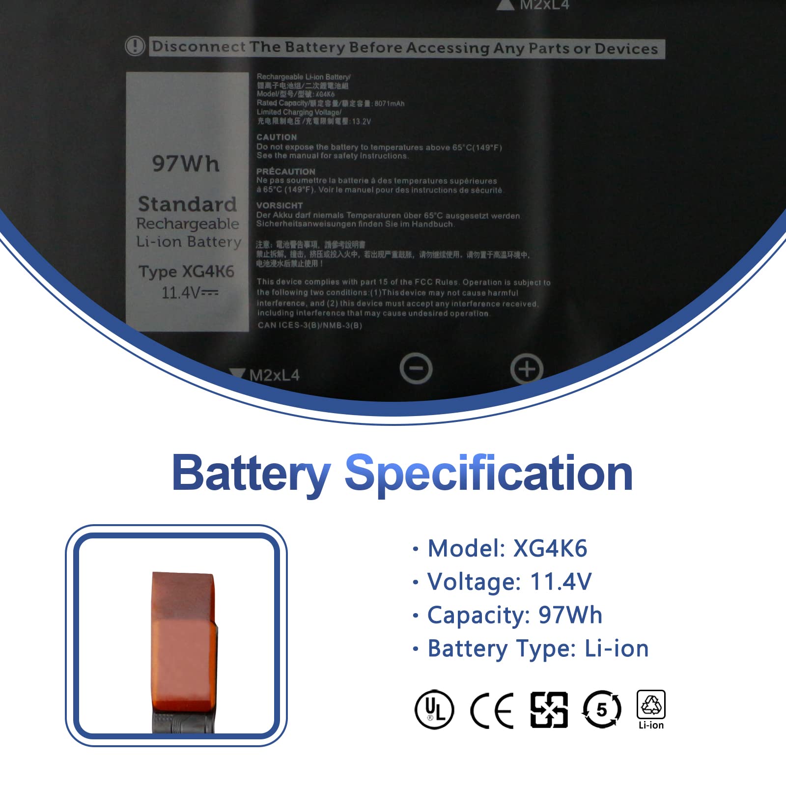 Amazon.com: ANTIEE XG4K6 Laptop Battery for Dell XPS 17 9700 9710