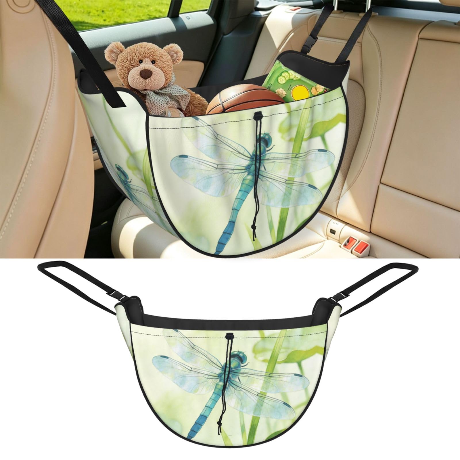 Cntdbu Black Dragonfly Wash Car Seat Organizer-Backseat Storage Bag For Travel
