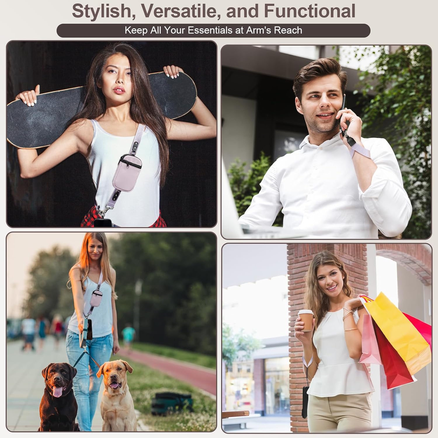 Phone Lanyard Crossbody Wrist Strap, Clip and Go Strap for Phone with Wallet Crossbody, Adjustable Phone Strap Compatible with All Phones (Purple) - Image 5