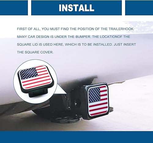 Miniatura 7 de 1 enchufe a prueba de polvo para gancho de remolque, cubierta de tubo de enganche de remolque con bandera estadounidense de Estados Unidos, cubierta
