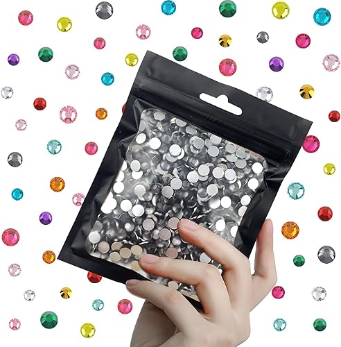 Miniatura 4 de 1000 diamantes de imitación de resina con parte trasera plana de 0.236 pulgadas para manualidades, diamantes de imitación aguamarina con parte