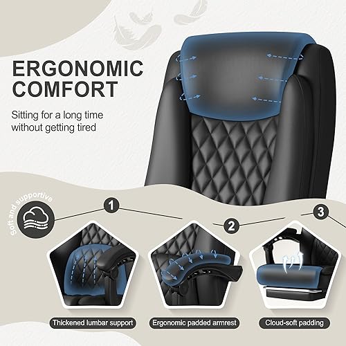 Miniatura 4 de Homall Silla ejecutiva de oficina en casa con soporte lumbar, silla de oficina ergonómica ajustable de respaldo alto, silla de oficina reclinable