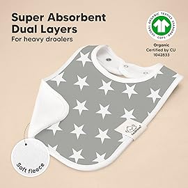 KeaBabies 8-Pack Organic Baby Bibs for Boys, Girls - Super Absorbent Cotton Drool Bibs for Baby Girl & Boy, Teething Toddler, Drooling Newborn, Ultra Soft & Machine Washable (Crossroads)