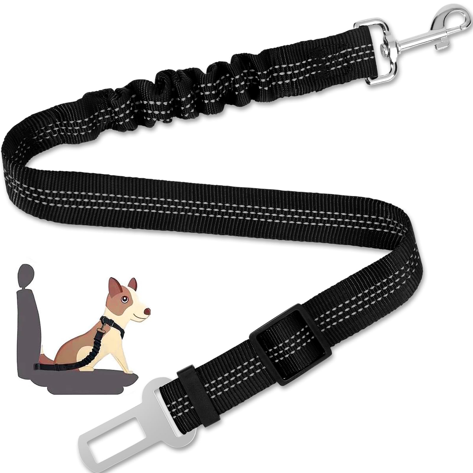 Cinturón de seguridad ajustable para perro, para coche, cinturón de seguridad de nailon para mascotas, para viajes