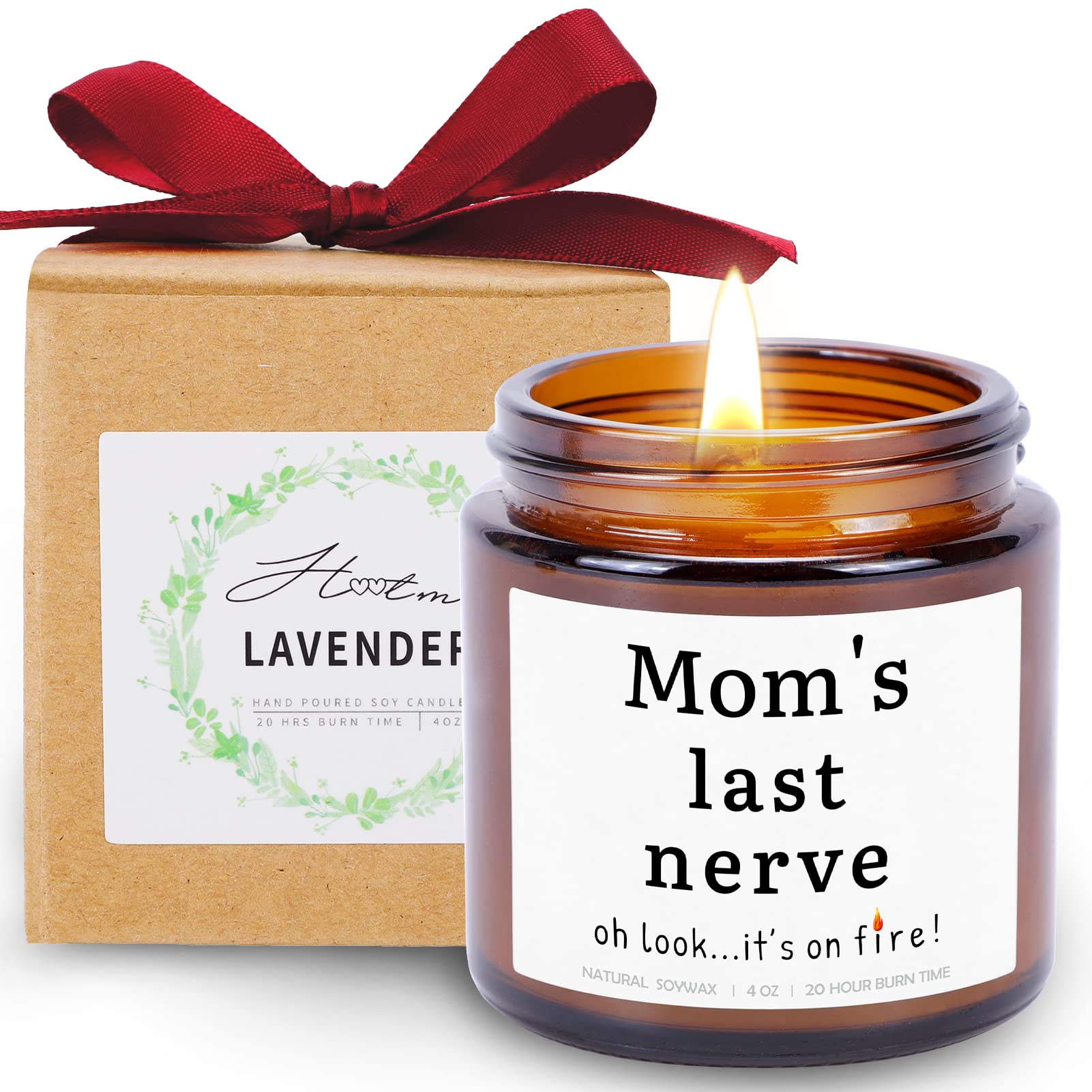 Gifts for Mom from Daughter, Son - Funny Birthday Gifts for Mom, Mom's Birthday Gifts from Daughter, New Mom Gifts for Mothers Day Presents for Mother, 4oz Lavender Scented Candles Mom's Last Nerve