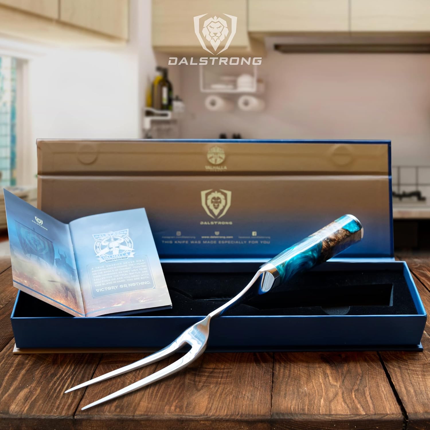 Dalstrong Meat Fork - 7.7 inch - Valhalla Series - High Carbon Steel BBQ - Professional Barbecue Carving Fork- Celestial Resin & Wood Handle - Kitchen Utensils - Two Pronged Fork