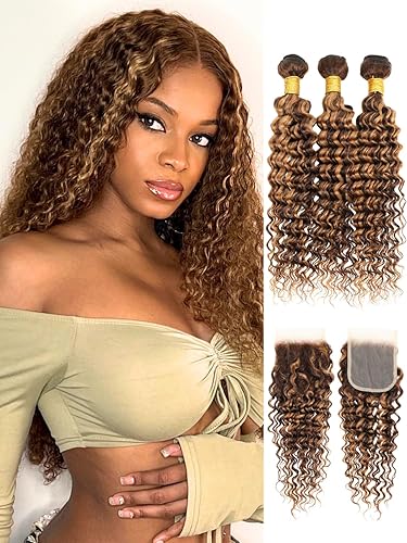 Vista 12 de Cierre de encaje profundo con reflejos rubio miel, 100% hecho a mano, 12A, brasileño virgen, 4 x 4, encaje transparente de alta definición