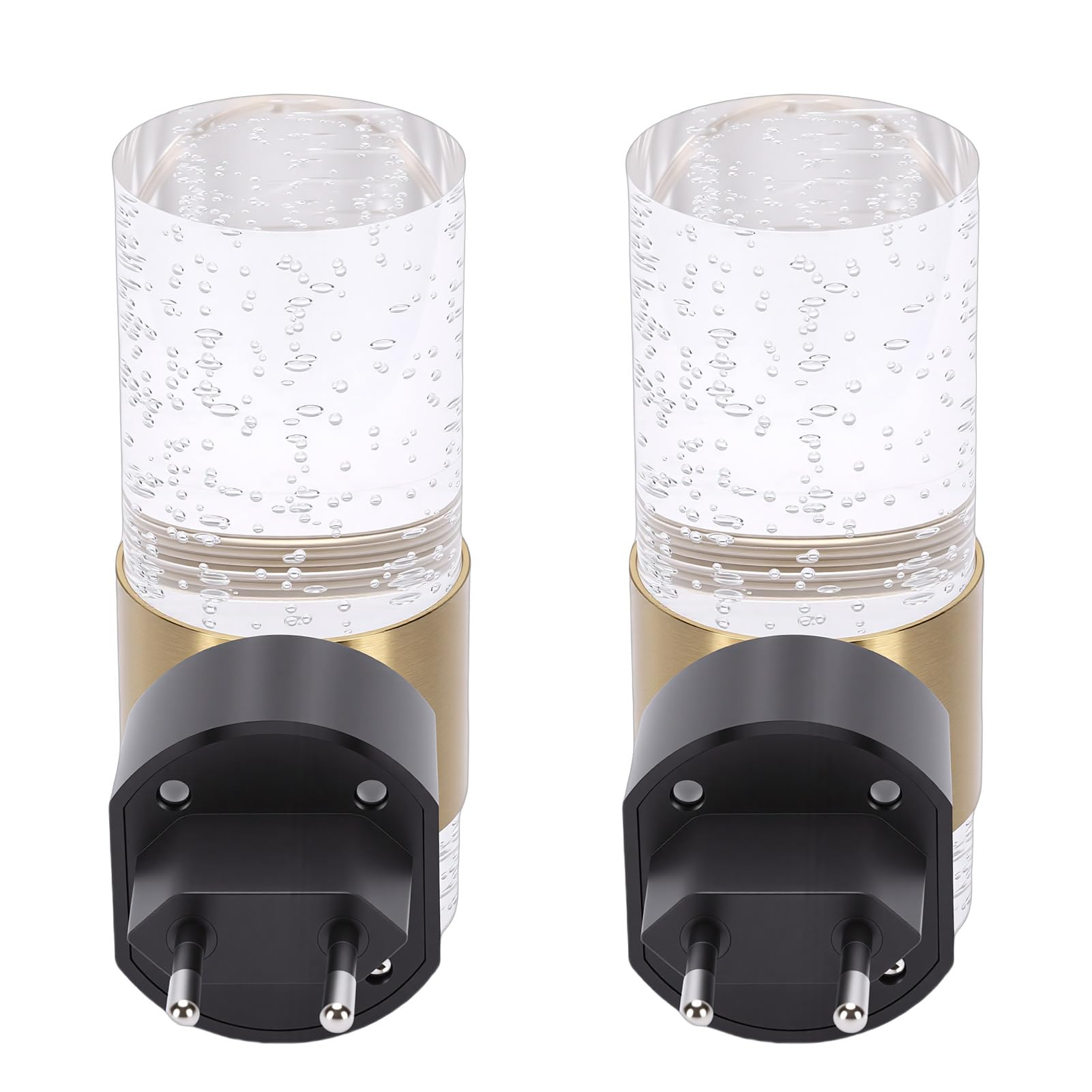 Luz Nocturna Regulable con Enchufe, Elegante Diseño de Burbujas, Sensor de Anochecer a Amanecer para Dormitorio, Juego de 2 (1W Enchufe europeo)