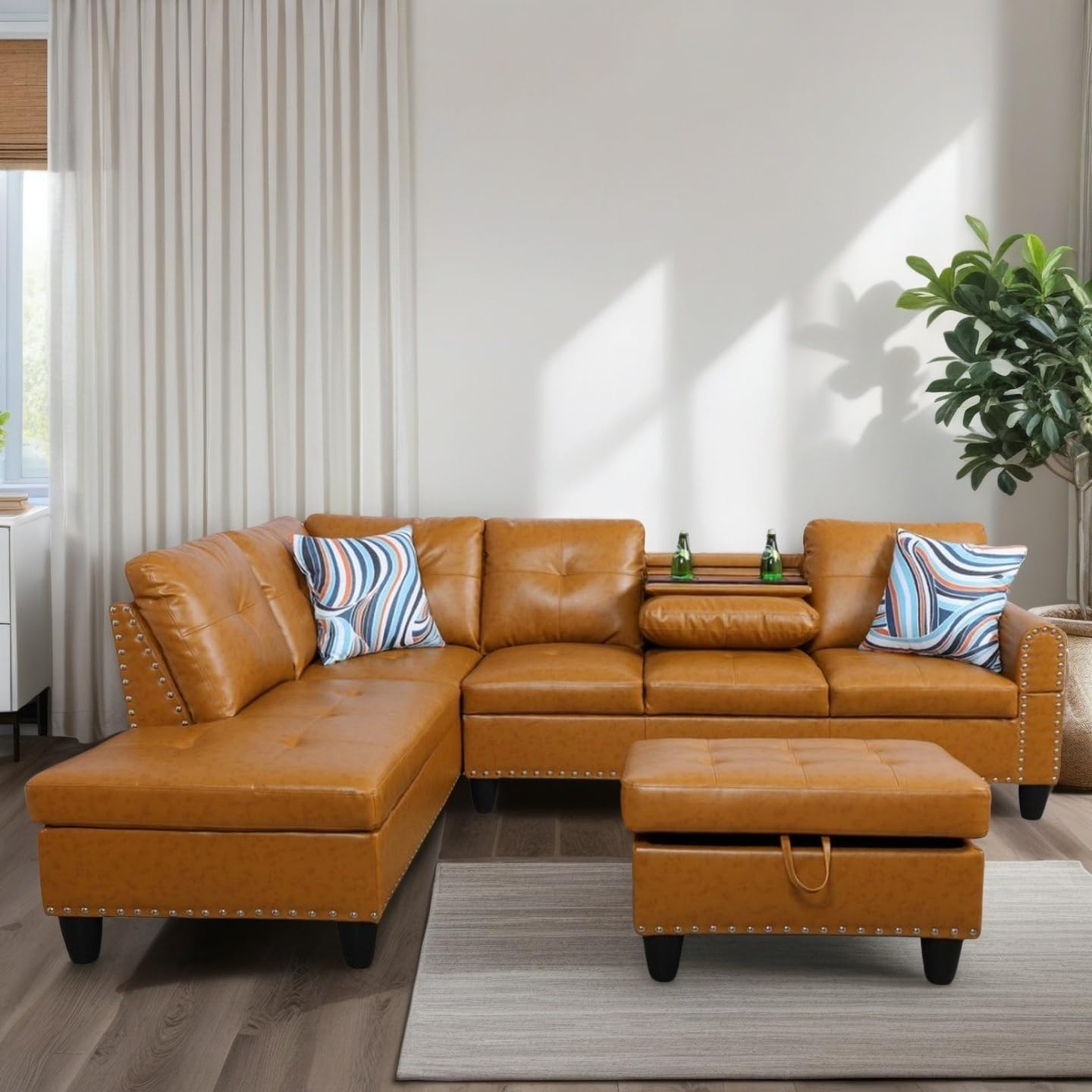 L Shaped Couches for Living Room, Leather Sectional Couch