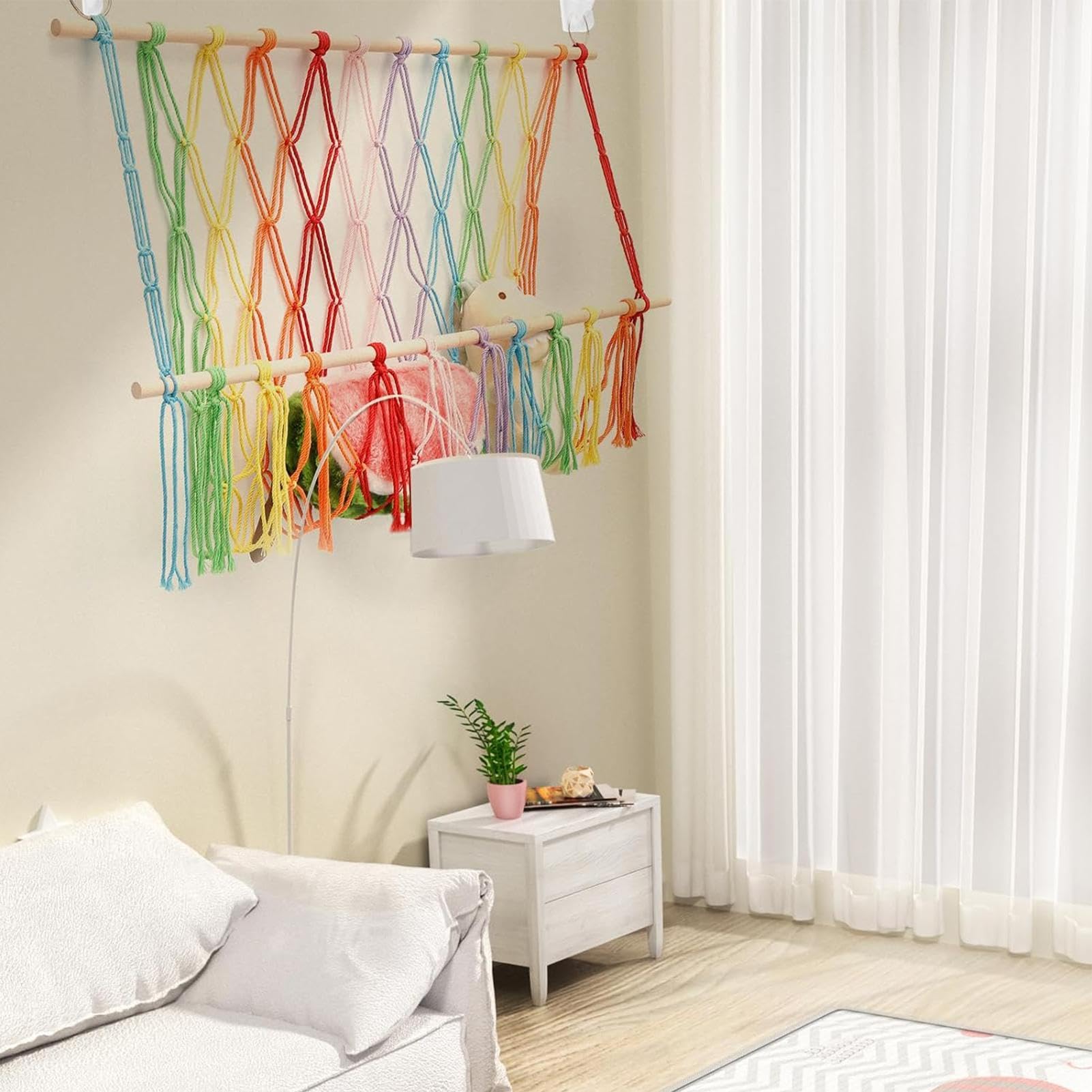 Amaca per Animali ad Angolo in Peluche da Parete Boho Porta Animali per Camera da Letto