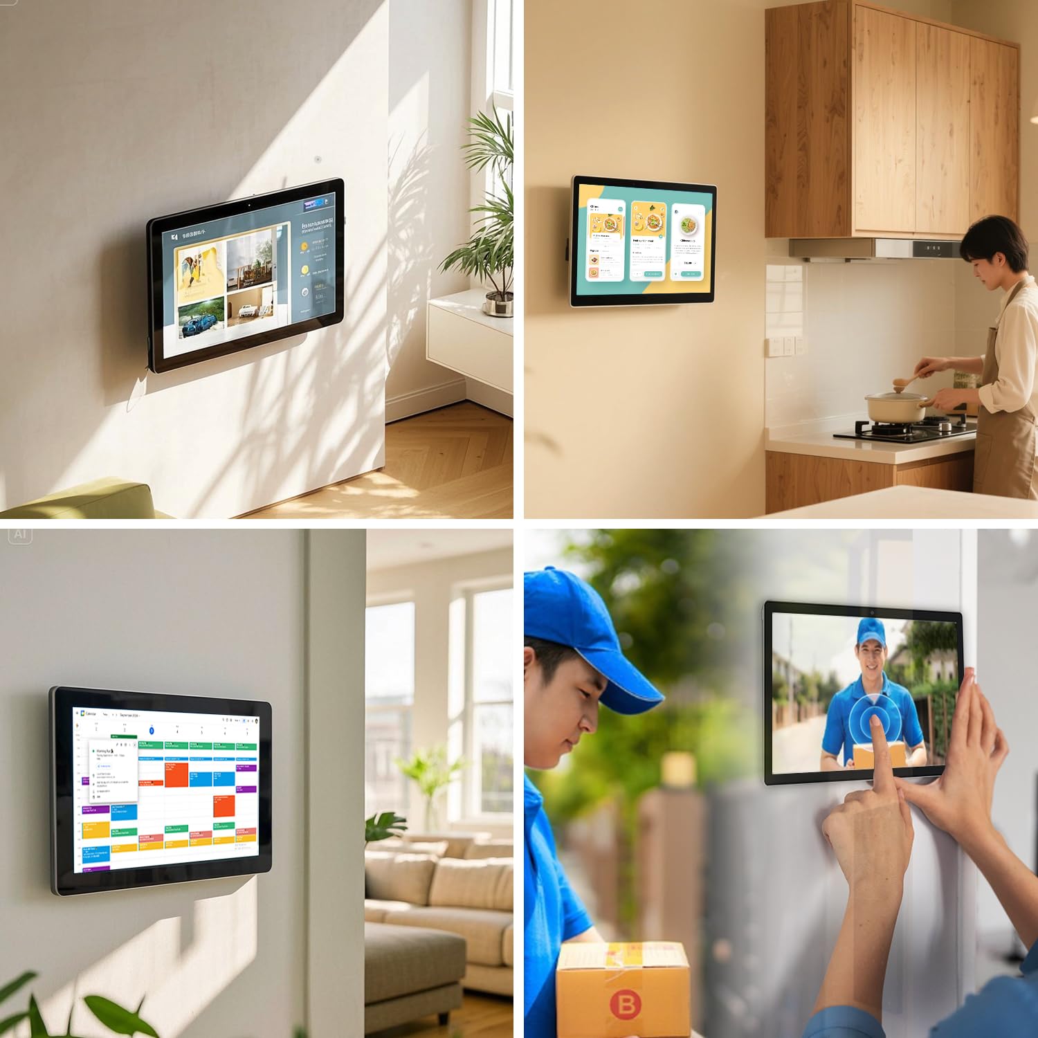 Calendario digital de pantalla táctil de 23.8 pulgadas y planificadores de pared, calendario inteligente de pizarra blanca para tabla de tareas y horario de trabajo, altavoces y cámara