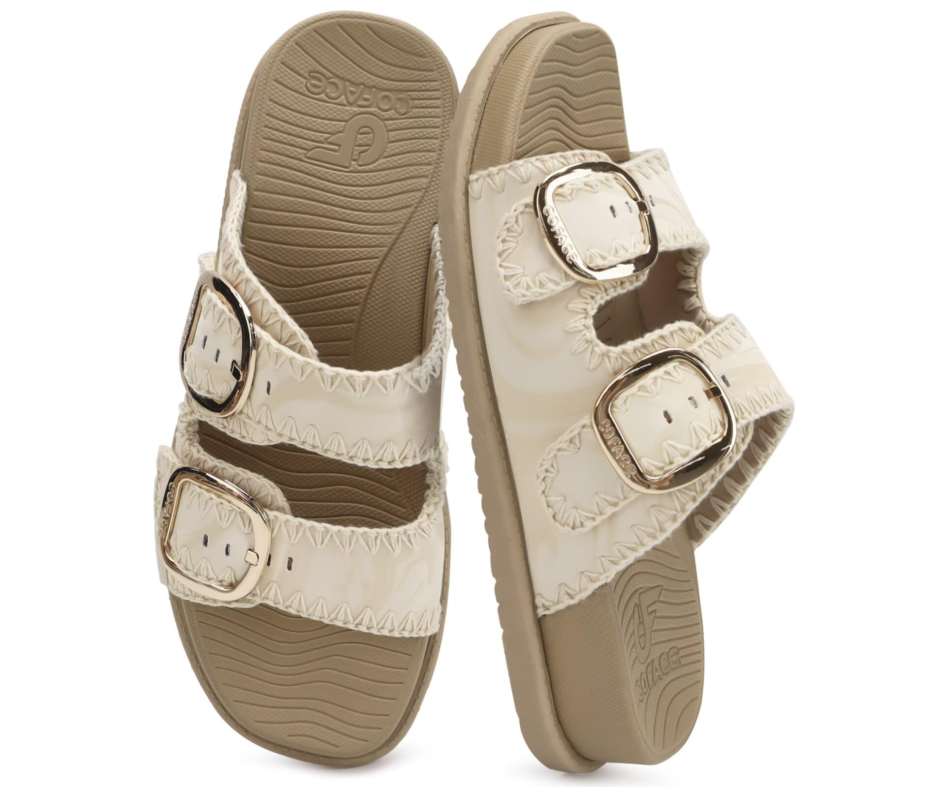 COFACE Sandalen Damen Stilvoll Schnallen Bequem Legerer Latschen Größe 36-43