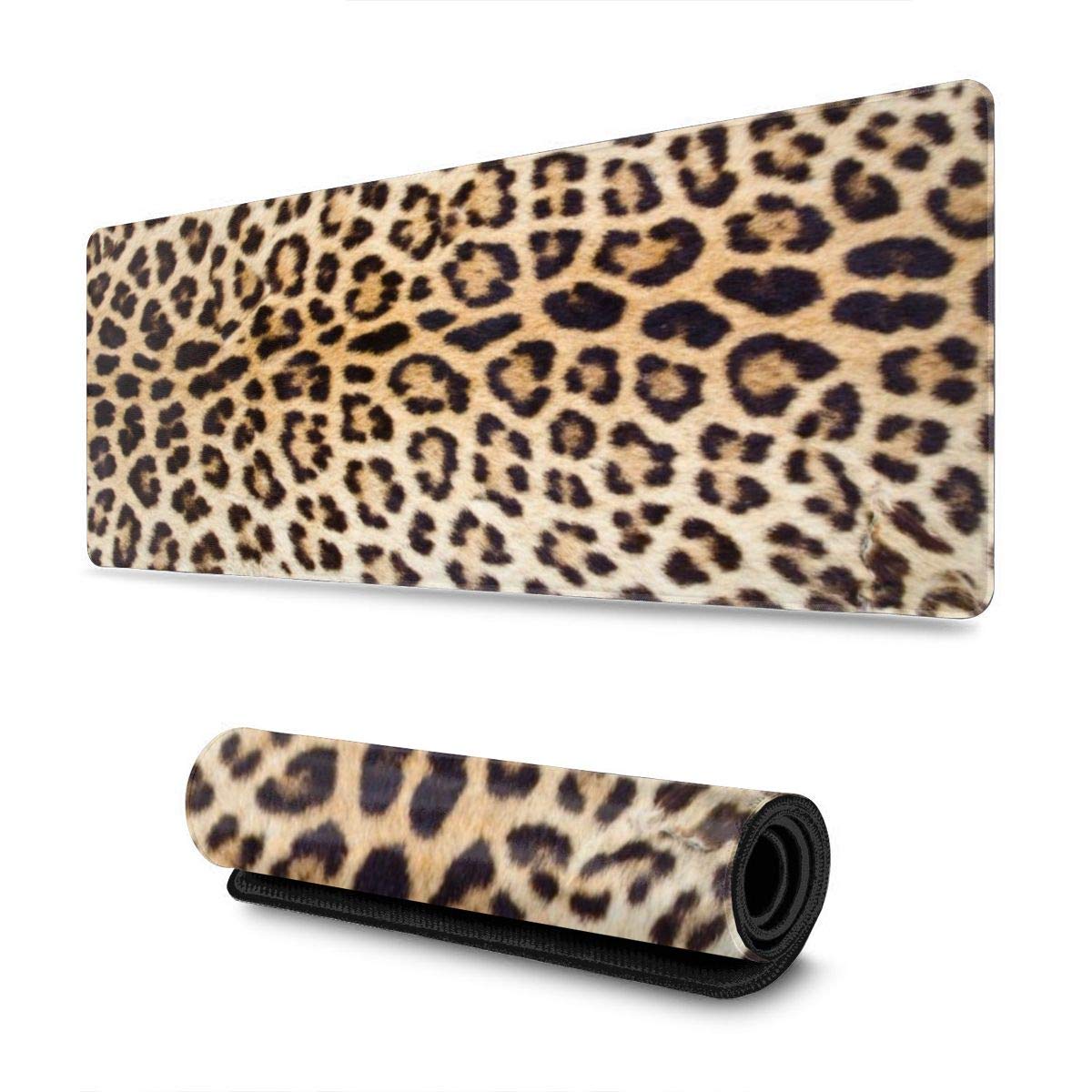 Leopard Or Cheetah Print Skin Gaming Mouse Pad XL, Extended Large Mouse Mat Desk Pad, Stitched Edges Mousepad, Long Mouse Pad, 31.5 X 11.8 Inch