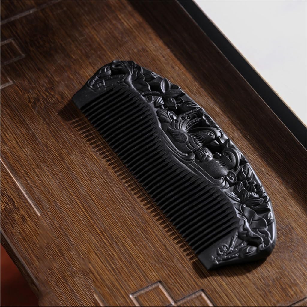 Peruka Grzebień Chinese Retro Long Hair Wooden Comb Black Fine Tooth Comb Household Dry Hair Comb Suitable for All Hair Types Duże grzebienie do włosów