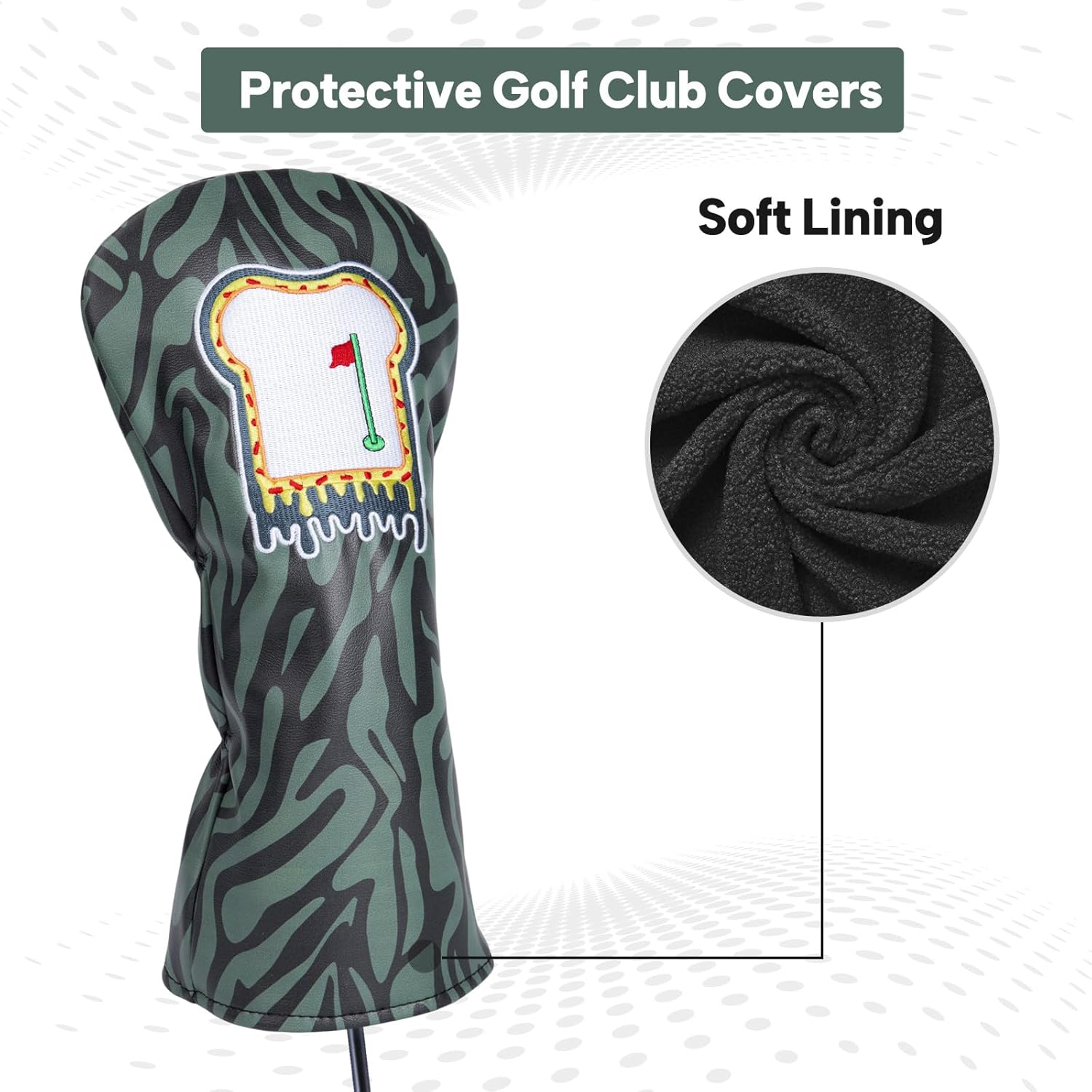 Golf Club Covers Funny Toast Premium Embroidery Driver Headcovers Fariway Wood Head Cover Hybrid Covers Leahter Golf Headcovers for Most Brand