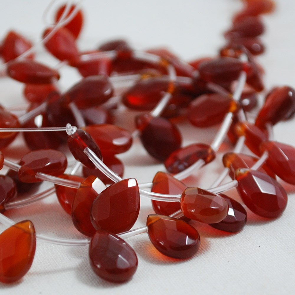 Oriental Direct Red 10 Grade A Semi-Precious Gemstone Agate Faceted Teardrop Beads Pendant 18 X 13Mm