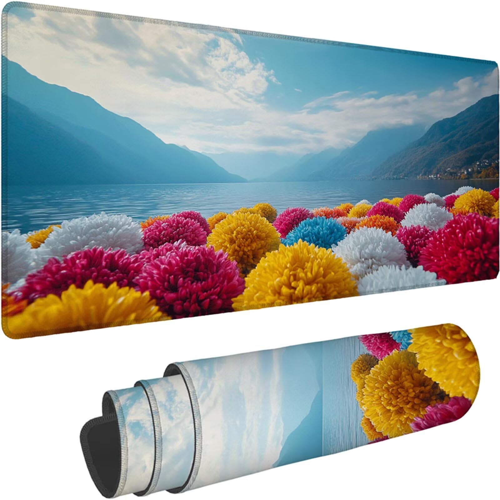 Gamingowa podkładka pod mysz 1200 x 600 x 3 mm, XXL, wodoszczelna, odporna na ścieranie, z przyszytymi krawędziami, niebieska, podkładka na biurko, poprawia prędkość i precyzję pod laptopa, komputer