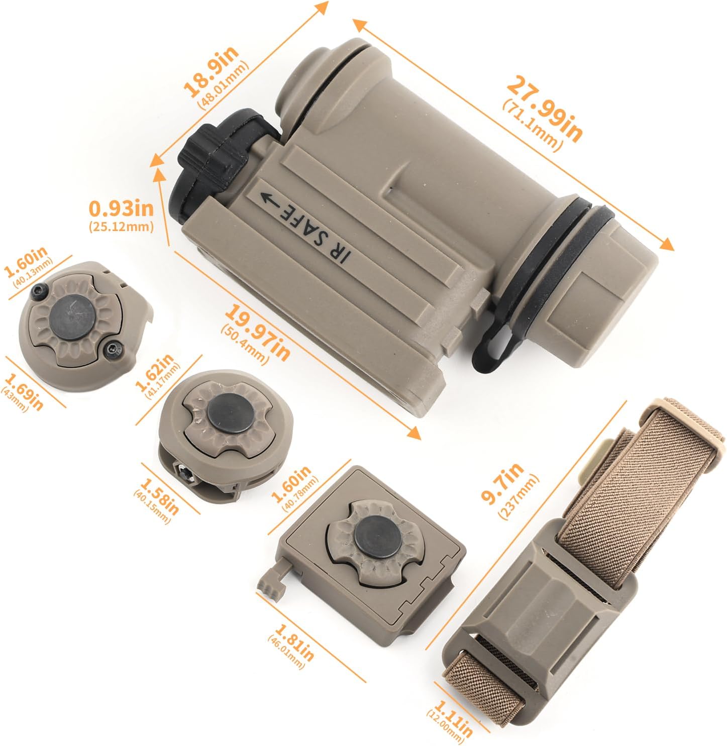 NOBUHIRO Tactical Helmet Light with 4 Accessories, Strobe/Constant Red/Blue/White/IR Lights Optional 8 Modes, Survival Signal Identification Lamp for Outdoor Sports