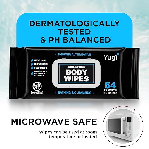 Miniatura 6 de Yugi Green - Toallitas corporales para adultos  XL sin enjuague, toallas de baño sin perfume para ancianos, camping, gimnasio, viajes y lactancia,