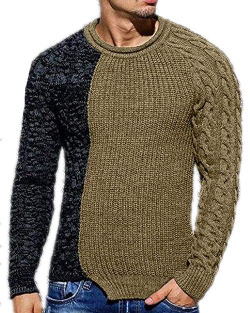 Men's Jumper Knit Pullover with Crew Neck Lightweight Sweater