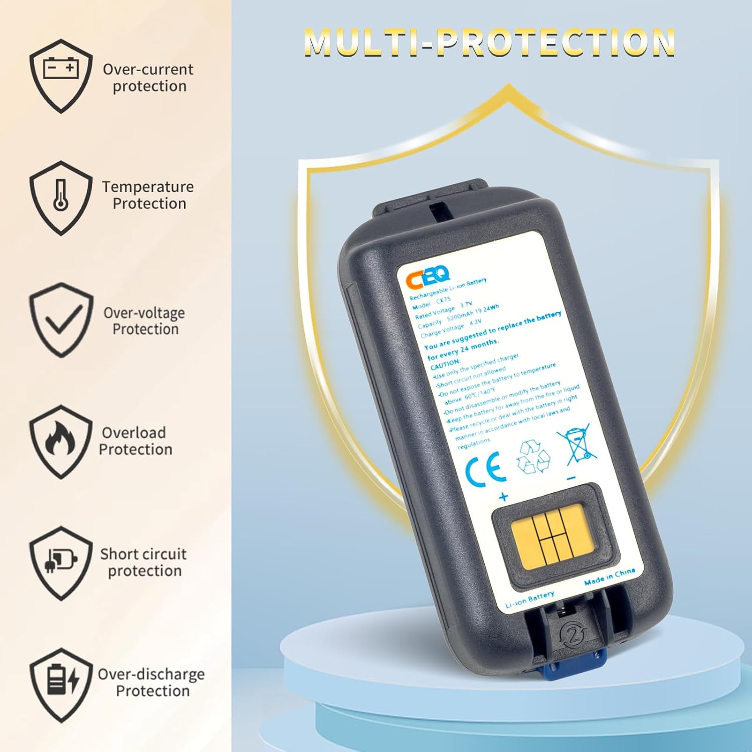 5PCS CK75 Battery Replacement for Intermec Barcode Scanner CK75 CK65 CK3 CK70 CK71 EDA60K CK3R CK3X CK3R CK3N 318-034-023 318-034-013 18-046-031 318-034-001 Li-ion Battery