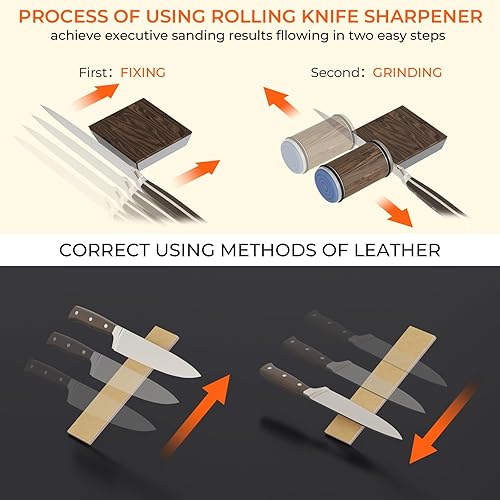Miniatura 4 de Afilador de cuchillos rodantes - Kit de afilado de cuchillos con diamantes industriales y discos de cerámica, sistema de afilado de cuchillos