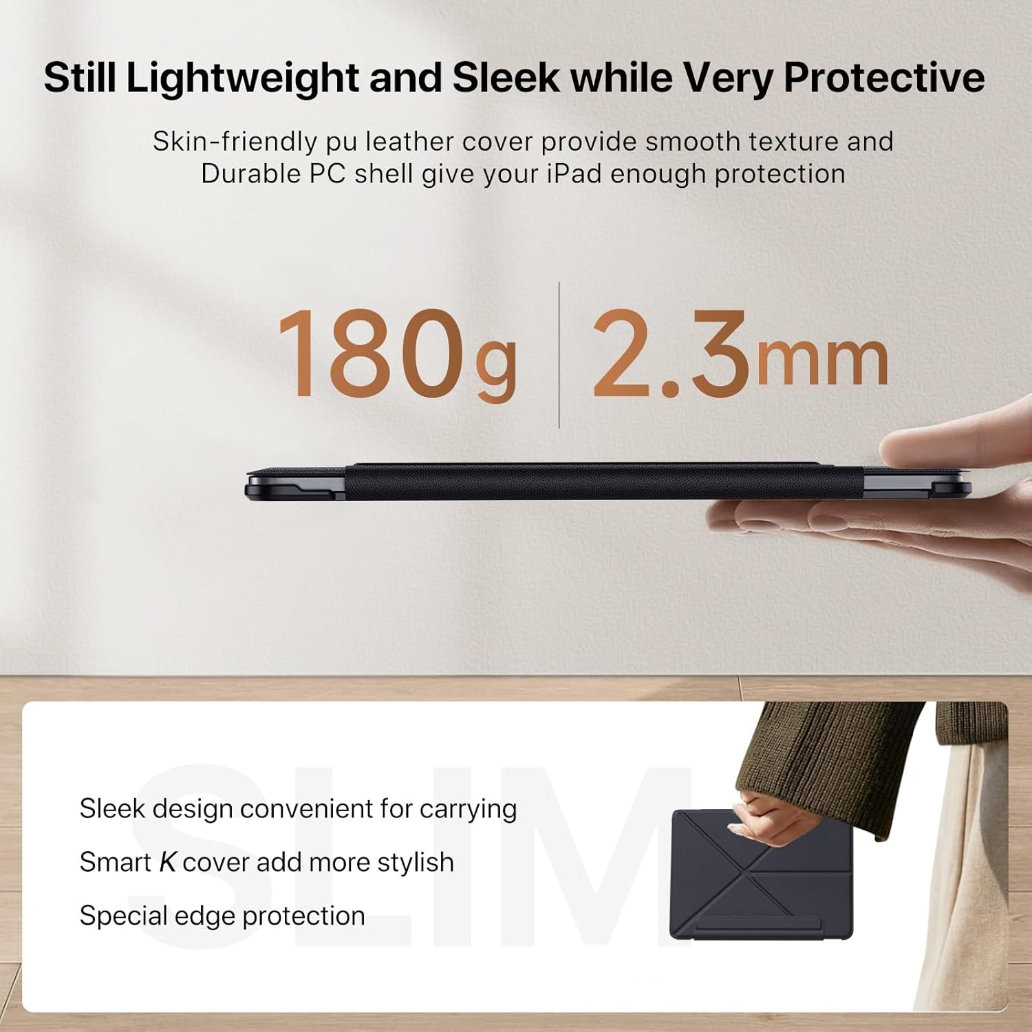 Slim Magnetic Case for iPad mini 7 (A17 Pro) & Mini 6, Folio Cover with Auto Wake/Sleep, Corner Protection & Hidden Pencil Holder (Midnight Black, iPad mini 7/6)