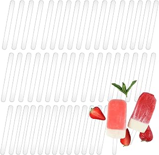 50 Pack 4.5inch Acrylic Popsicle Stick Reusable Ice Cream Sticks Transparent Mirror Ice Pop Sticks for Candy Ice Creamsicle DIY Crafts