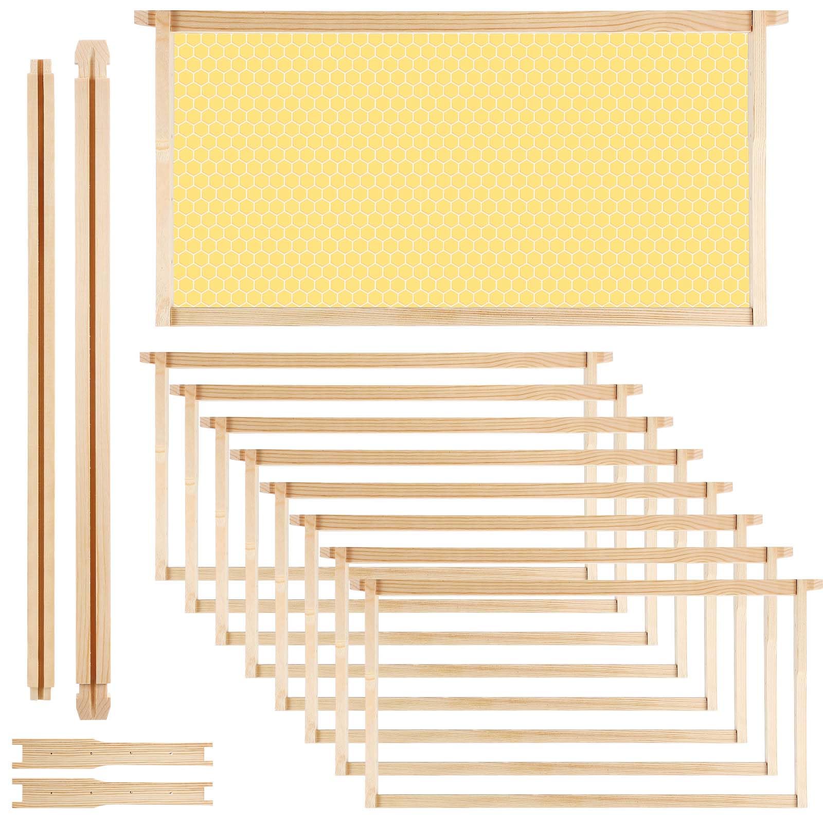10 Pack Bee Hive Frames Deep Unassembled Bee Frames with Nails Pine Wooden Beekeeping Beehive Frame Wedge Top Groove Bottom Pre Drilled Holes for Beekeeping Supplies