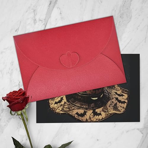 Miniatura 8 de Tarjetas de cumpleaños de sombrero de bruja con sobres, esta tarjeta de felicitación en blanco utiliza un paquete de sobre de botón de amor de papel