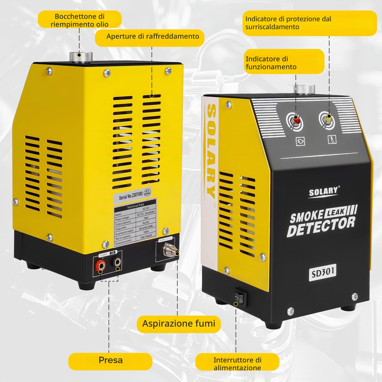 Solary Automobile - Rilevatore di perdite in EVAP con pompa ad aria integrata, sensore di pressione per sistemi di tubi e sistemi di carburante, dispositivo diagnostico a vuoto da 12 V per tutti i